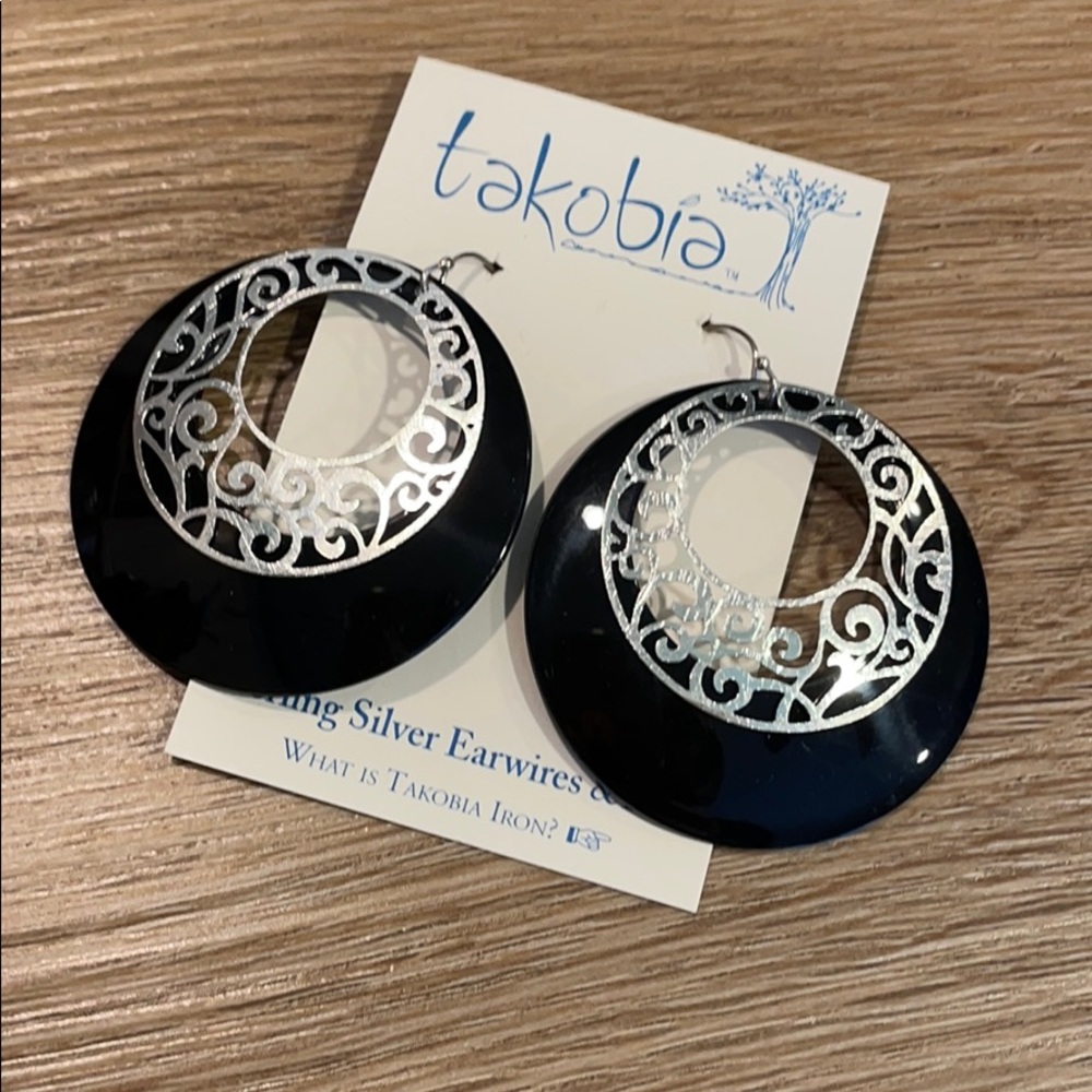 Takobia etched iron earrings